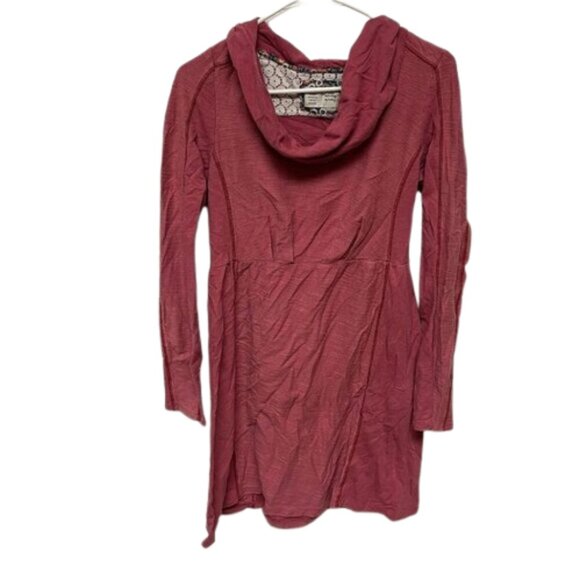 Anthropologie Saturday Sunday Pink Slub Knit Long Sleeve Cowl Neck Dress Small - Picture 1 of 4